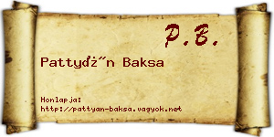 Pattyán Baksa névjegykártya